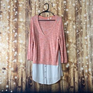 Coral layered sweater Anthropologie